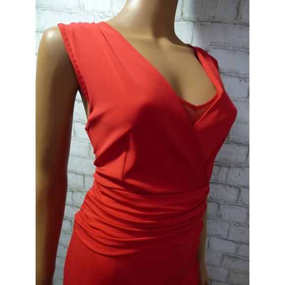 $695 MaxMara Siren Red Ruched Vneck Jersey Lusso Sheath Dress 42 US 8 NEW - Picture 7 of 16
